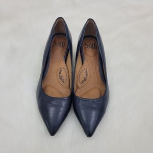 Sofft Leather Pointy Toe Pump Heel Women's 7W Navy